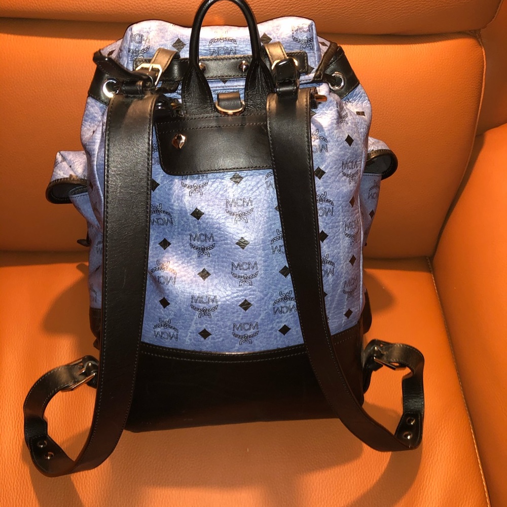 MCM Heritage Double Pocket Backpack Denim Blue - Picture 6 of 14